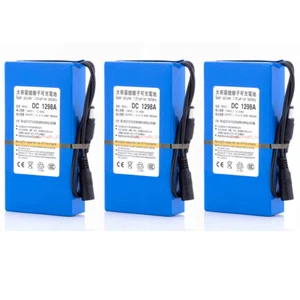 3 Pack 9800mAh DC 12V Rechargeable Li-ion Battery Pack for LED Light Strip Lamp - Picture 1 of 9