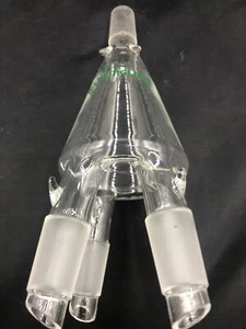 CHEMGLASS Glass 14/20 Outer 14/20 Inner 4 Way Distillation Adapter CG-1279-11  - Picture 1 of 12