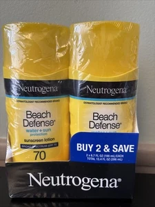 2-Neutrogena Beach Defense Sunscreen Lotion SPF 70 Water Resistant 6.7 Oz - Picture 1 of 3
