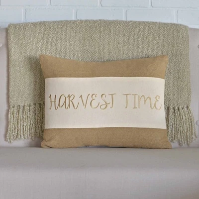 Farmhouse 14"x18" Harvest Time Pillow Tan Thanksgiving Holiday Decor VHC Brands - Image 1 of 4