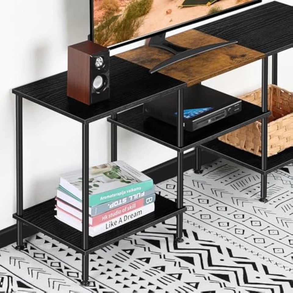 50 Inch TV Stands for Living Room Black Entertainment Center with Stor Foto 1 de 1