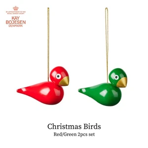 Kay Bojesen Denmark Christmas Birds (2 Pieces) | Red/Green Wooden Figures - Picture 1 of 7