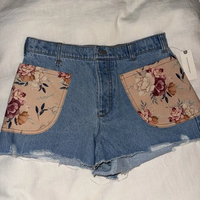 Женские джинсовые и цветочные шорты Pilcro Anthropologie - Изображение 1 из 4