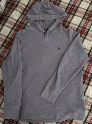 Volcom men’s Murphy hooded, thermal shirt modern fit side seam size S - Image 1 of 4