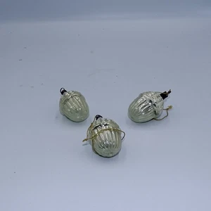 3x alte Christbaumkugeln Eichel Glas Silber Vintage Baumschmuck Lauscha DDR (969 - Bild 1 von 6