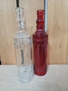 Paar Deko Flaschen Aufsteller klar rot 12 cm top - Bild 1 von 5