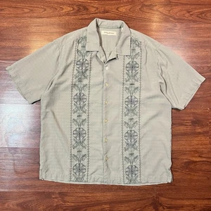 Tommy Bahama Men's Vintage Silk Button-Up Sz Large Brown Hawaiian Shirt Camp VTG - Picture 1 of 8