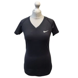 Nike Pro T-Shirt schwarz V-Ausschnitt Sport Fitness Laufen Training Damengröße M 10 - Bild 1 von 4
