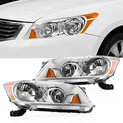 Par de faros transparentes carcasa cromada para Honda Accord 2008-2012 sedán de 4 puertas Foto 1 de 4