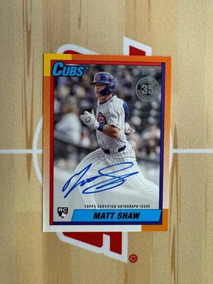 2025 Topps Update MATT SHAW 35th Anniversary Rookie RC ON CARD AUTO Chicago Cubs - Image 1 of 2