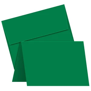 Green Blank 4.25 x 5.5" Christmas Holiday Greeting Cards & A2 Envelopes (25 Qty) - Picture 1 of 6