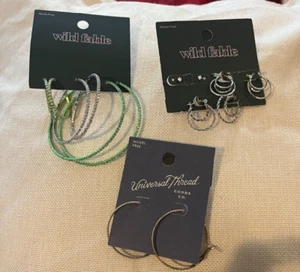 Pendientes de aro de plata sin níquel Wild Fable joyería 7 pares adolescentes niñas $22 val - Imagen 1 de 5