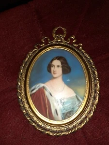 Antiguo retrato en miniatura en marco ornamentado  - Imagen 1 de 5