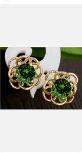 2Ct Lab Created Diamomd Flower Women's Stud Earrings 14K Yellow Gold Finish - Picture 1 of 4