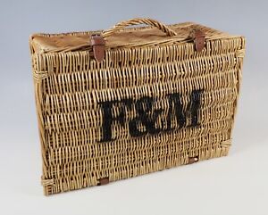 Fortnum And Mason (F&M) Wicker Basket Picnic Hamper with Leather Straps