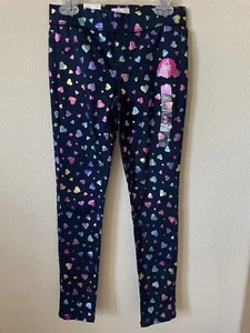 SO Navy Blue Rainbow Ombre Foil Hearts Pull-On Ultimate Jeggings Pants Size 10 - Picture 1 of 7