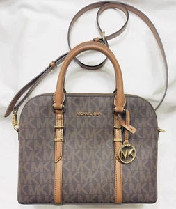 MICHAEL MICHAEL KORS Bedford Legacy Dome Logo Satchel Brown/Acorn - Picture 1 of 13