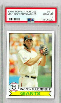 2016 Topps Archives Madison Bumgarner PSA 10 - Image 1 of 2