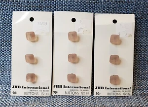 Vintage Lot 3 JHB International Buttons 1983 1/2" Frosted Pink Square #36630 - Bild 1 von 5