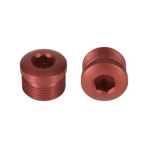 PrecisionGeek Alu MTB Bicycle Flat Pedal End Dust Caps End Bolts Hex Red - Picture 1 of 1