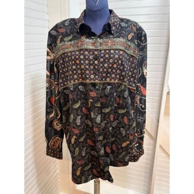 Vintage Howard Wolf Paisley multicolor button down blouse top size 18 womens - Image 1 of 4