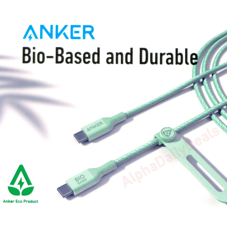 NEW Anker 140W USB-C Cable 10ft Long Nylon Braided for iPhone 16 15 Mac Laptop - Image 1 of 3