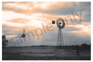 Bourke Windmill and Helicopter, Australia - 45 x 30cm personal photo reprint - Picture 1 of 1