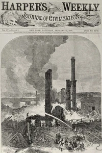 Grabado Lawrence Mass MA Pemberton Mills colapso industrial catástrofe 1860 - Imagen 1 de 1