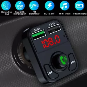 Bluetooth 5.0 FM Transmitter Auto Radio Adapter Freisprecheinrichtung KFZ 2 USB - Bild 1 von 13