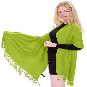 Chal de diseño de color liso verde lima envoltura estola ropa pashmina CJ **NUEVO** - Imagen 1 de 12