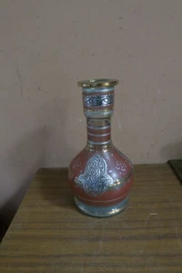 Botella bohemia de vidrio esmaltado vintage gancho de plata 10"" superposición Hamsa - Imagen 1 de 8