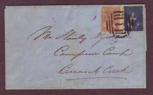 VICTORIA - MEDIA LONGITUD en cubierta AUSTRALIA 1856 - ¡RARO FRANQUEO IMPERFECTO!! - Imagen 1 de 4