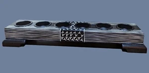 NEW Black Wooden Carved Multiple Six Votive Candle Holder 15" Long Tribal - Picture 1 of 12