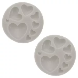 2PCS Polymer Clay Mold, Fondant Mold 8 Heart Mold Silicone Rose, Grey - Picture 1 of 6
