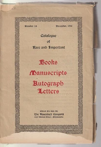 CATALOGUE OF RARE & IMPORTANT BOOKS MANUSCRIPTS AUTOGRAPH LETTERS - ROSENBACH - Imagen 1 de 3