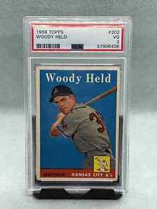 1958 Topps Baseball Woody Held Rookie Card #202 PSA 3 VG Kansas City Athletics