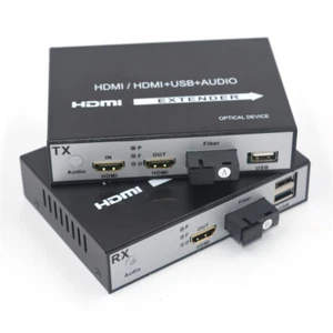 HD 1080P HDMI Extender Converters with 2 KVM USB 2.0 HDMI signal over Fiber SC - Picture 1 of 6