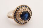 Turkish Jewelry Small Round Sapphire Topaz 925 Sterling Silver Ring Size All