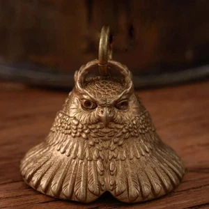 Vintage brass bell owl pendant keychain pendant bag pendant - Picture 1 of 6