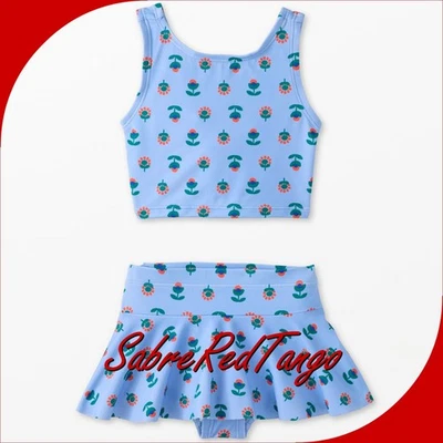 NWT HANNA ANDERSSON SUNBLOCK 2PC BOW BACK SKIRTED SWIMSUIT MINI DAISY 120 6 7 - Image 1 of 2