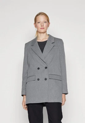 Selected Femme Grey Myla Relaxed Double Breast Pin Stripe Blazer UK 10 38 BNWT - Image 1 of 4