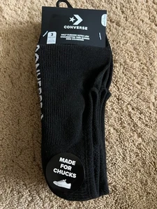 CONVERSE Made For Chucks 3 Pk Half Cushi Ultra Low Size 6-12 Black White - Picture 1 of 5