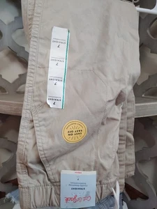 Boys Cat&Jack Straight Leg Drawstring Stretch Size 7 Beige Pants With Pockets - Picture 1 of 2