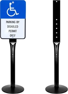 48" Schwerlast Parkplatz Schild Pfosten Basis, Gusseisen, beweglich, schwarz, 2er Pack 🅿️ - Bild 1 von 9