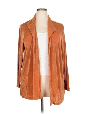 Cárdigan naranja Citiknits para mujer 2X Plus Foto 1 de 4