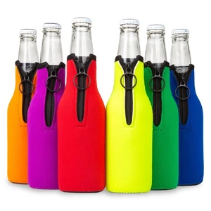 Mangas enfriadoras de botellas de cerveza para fiesta - Funda de neopreno plegable con cremallera - Imagen 1 de 9