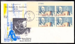 US 1964 Robert H. Goddard Plate Block (C69) . Cover Craft FDC - Picture 1 of 1