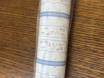 Vintage Wallpaper Roll Blue & White Floral Stripe - Image 1 of 2