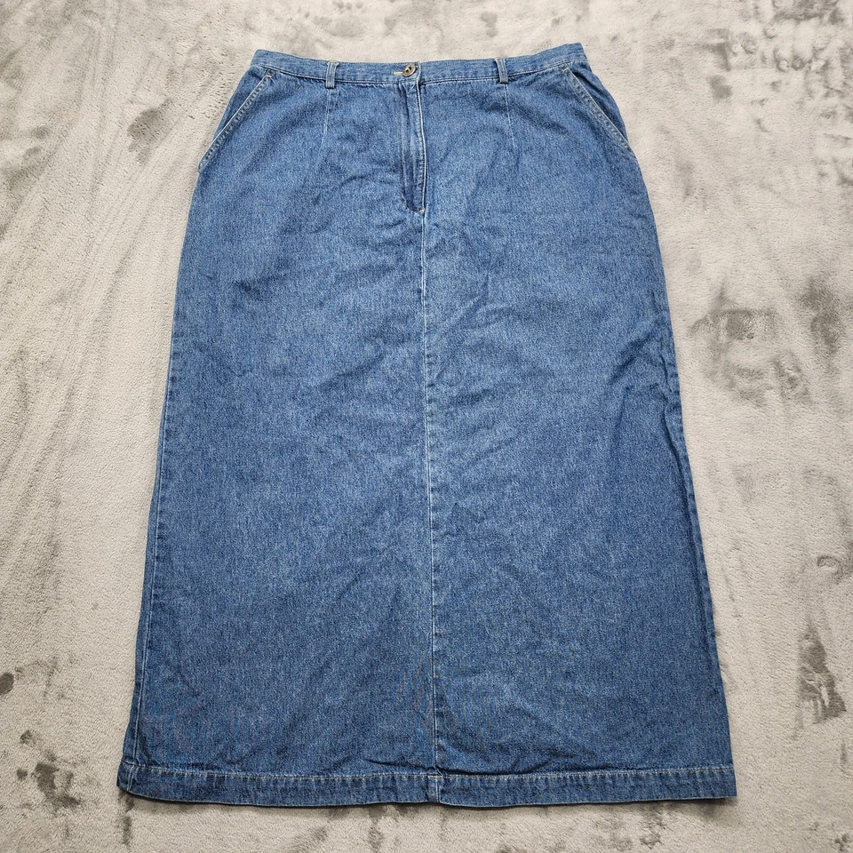 Saia esportiva feminina vintage anos 90 Sag Harbor azul denim midi lápis faroeste - Imagem 1 de 4