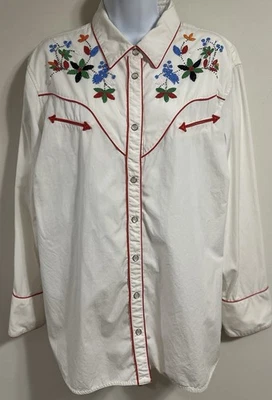 Camisa Ralph Lauren Jeans Co Con Cuentas Western Perla A Presión Blanca Manga Larga Talla 2XL Foto 1 de 4